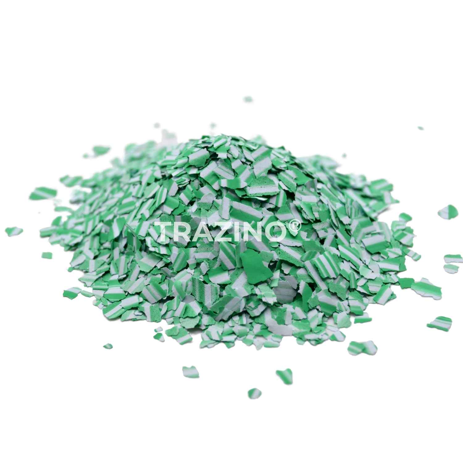 Trazino® Farbchips in zweifarbig Grün zum Einstreuen für Beschichtungen Trazino® Farbchips in zweifarbig Grün zum Einstreuen für Beschichtungen